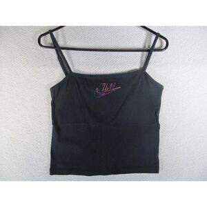 NIKE‎ Youth Girls Tank Top Small Black Solid Halter Top Adjustable Straps